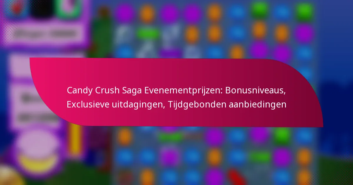 Candy Crush Saga Evenementprijzen: Bonusniveaus, Exclusieve uitdagingen, Tijdgebonden aanbiedingen